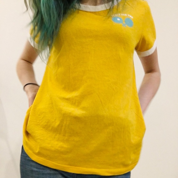 •old navy “table for two” ping pong yellow top• - Picture 2 of 5